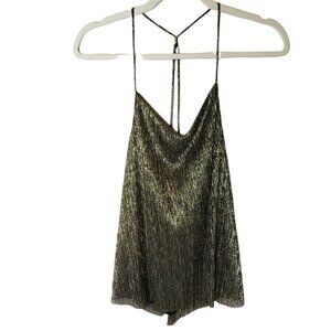 Express Womens Gold‎ Sparkle Adjustable Spaghetti Strap Camisole Top Size M New